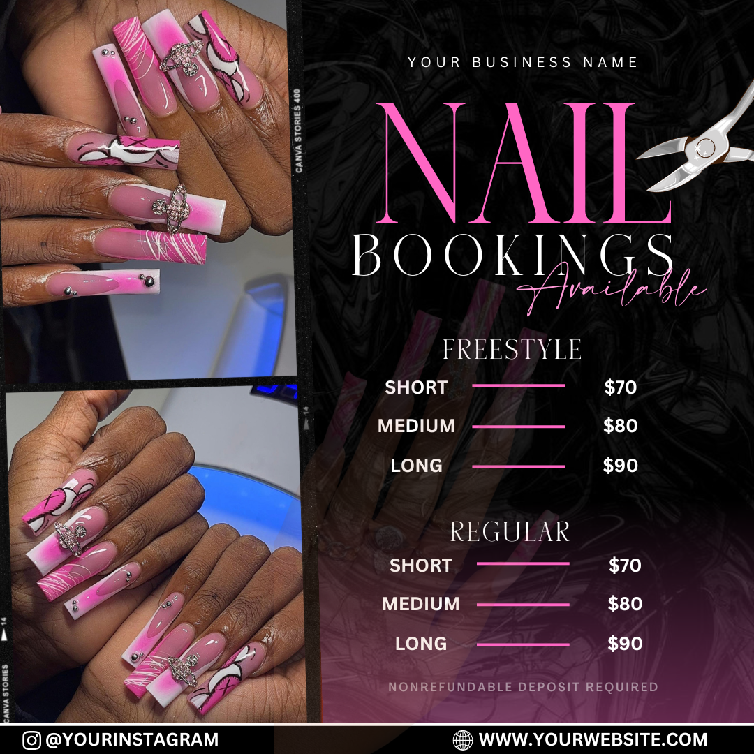 Flyer Nail Bookings Available - Modèle 100% Personnalisable