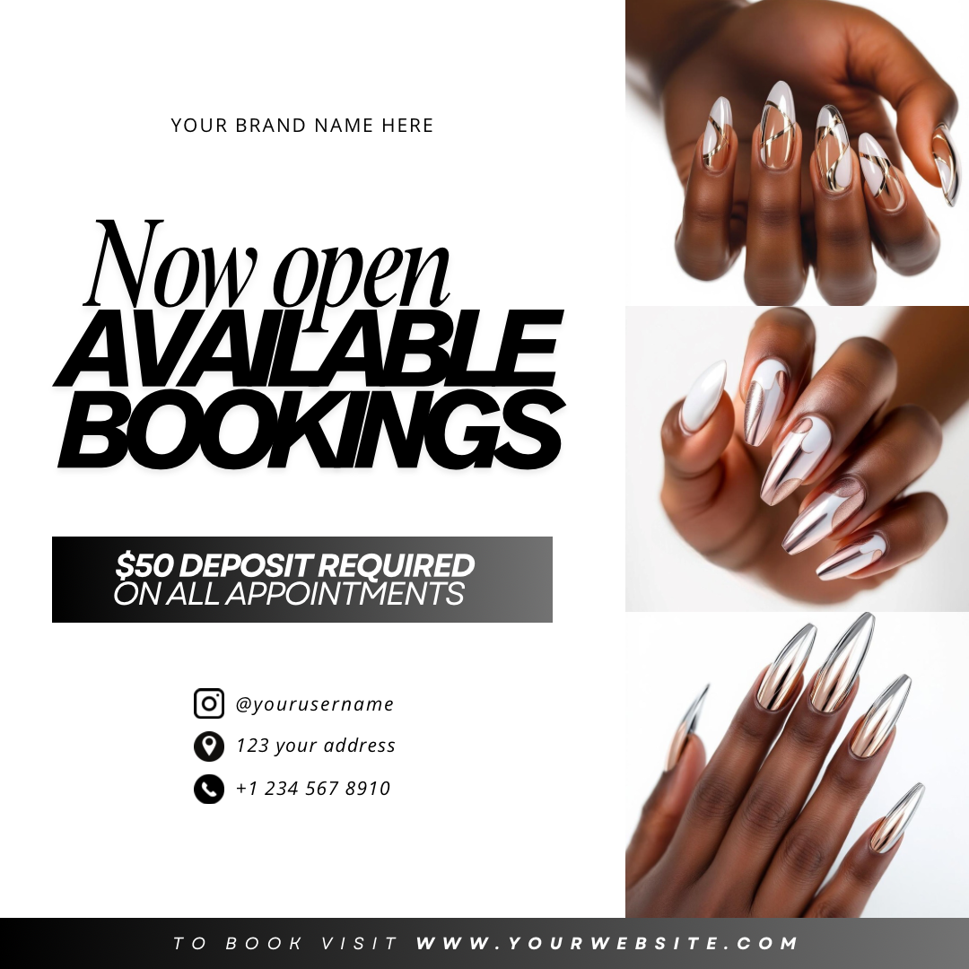 Flyer Nail Bookings Available - Modèle 100% Personnalisable