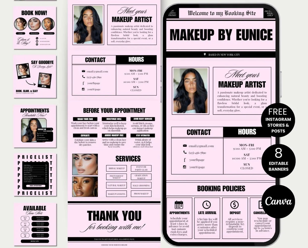 Website Booking Glam - Modèle 100% Personnalisable