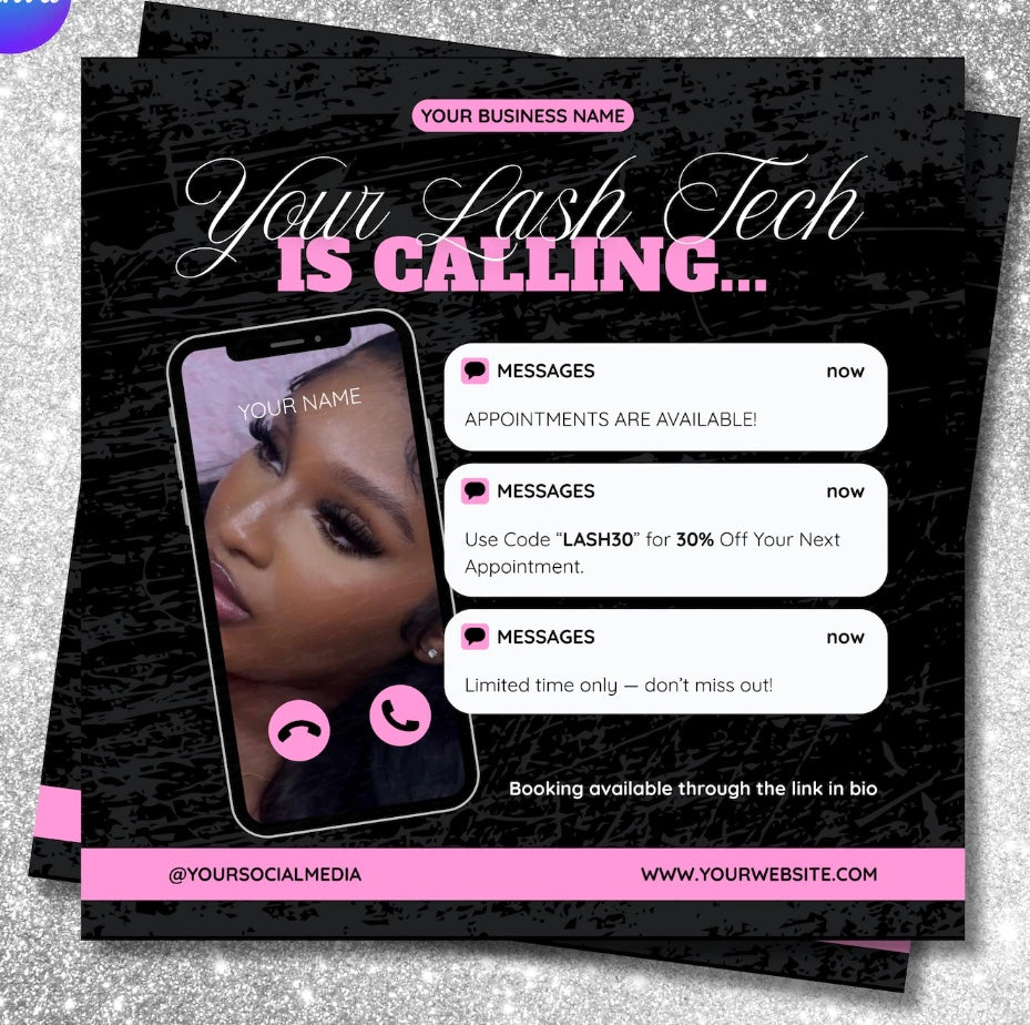 Flyer Lash Tech Is Calling - Modèle 100% Personnalisable