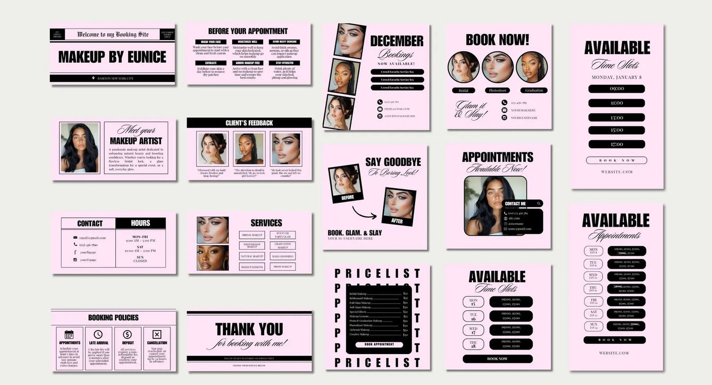 Website Booking Glam - Modèle 100% Personnalisable