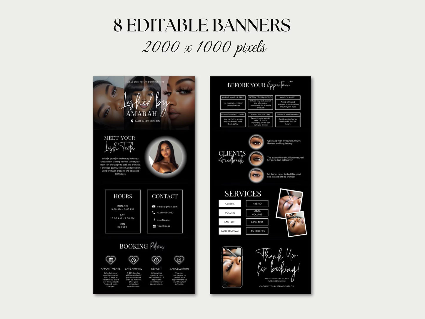 Website Lash Tech Elite - Modèle 100% Personnalisable