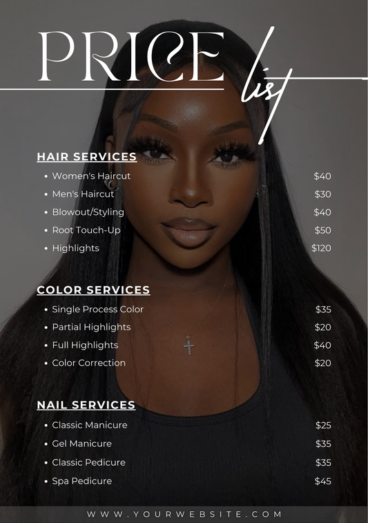 Flyer Lash & Glam Price - Modèle 100% Personnalisable