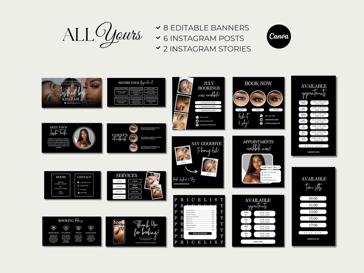 Website Lash Tech Elite - Modèle 100% Personnalisable