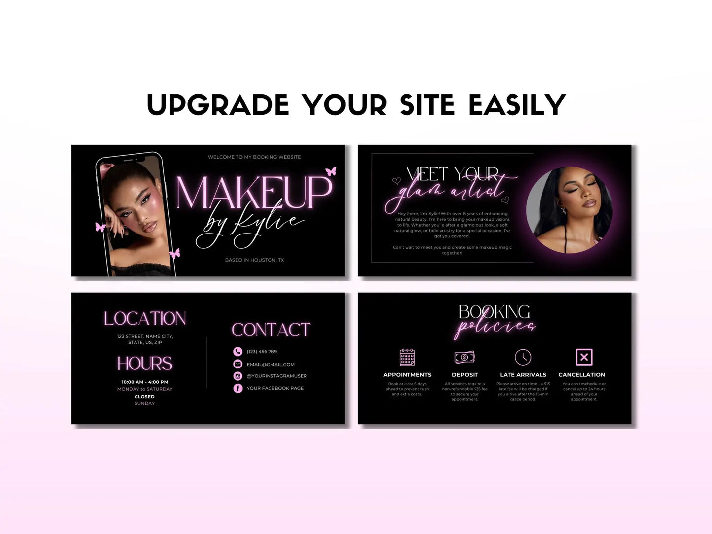 Website Booking Glam - Modèle 100% Personnalisable