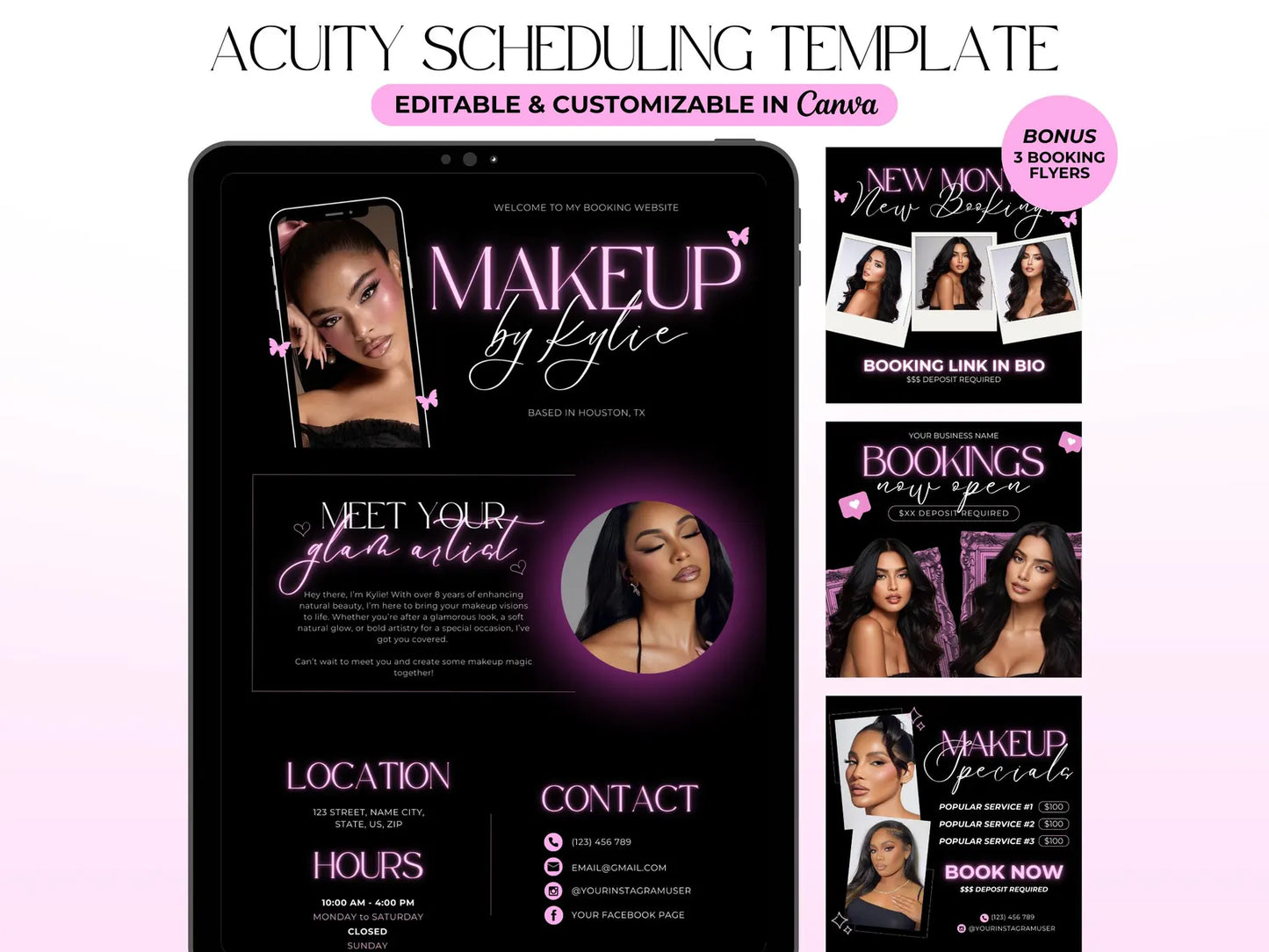 Website Booking Glam - Modèle 100% Personnalisable