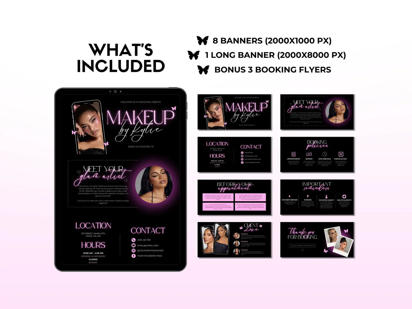 Website Booking Glam - Modèle 100% Personnalisable